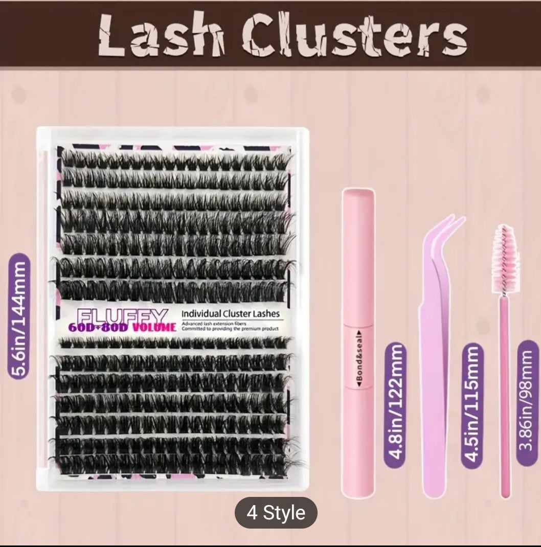 60D8OD Fluffy,  Thick look Mix Cluster Eyelashes Kit Volume Individual Lashes