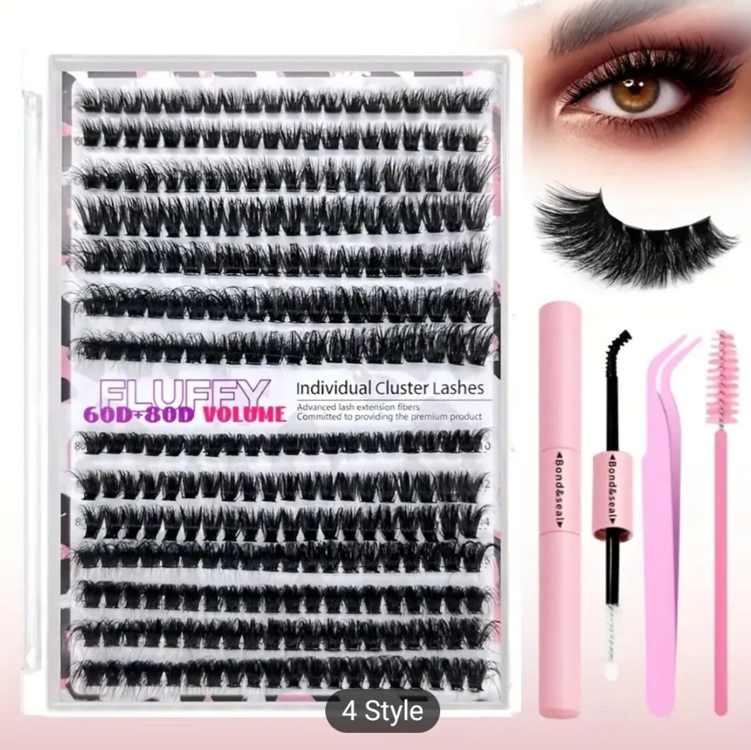 60D8OD Fluffy,  Thick look Mix Cluster Eyelashes Kit Volume Individual Lashes